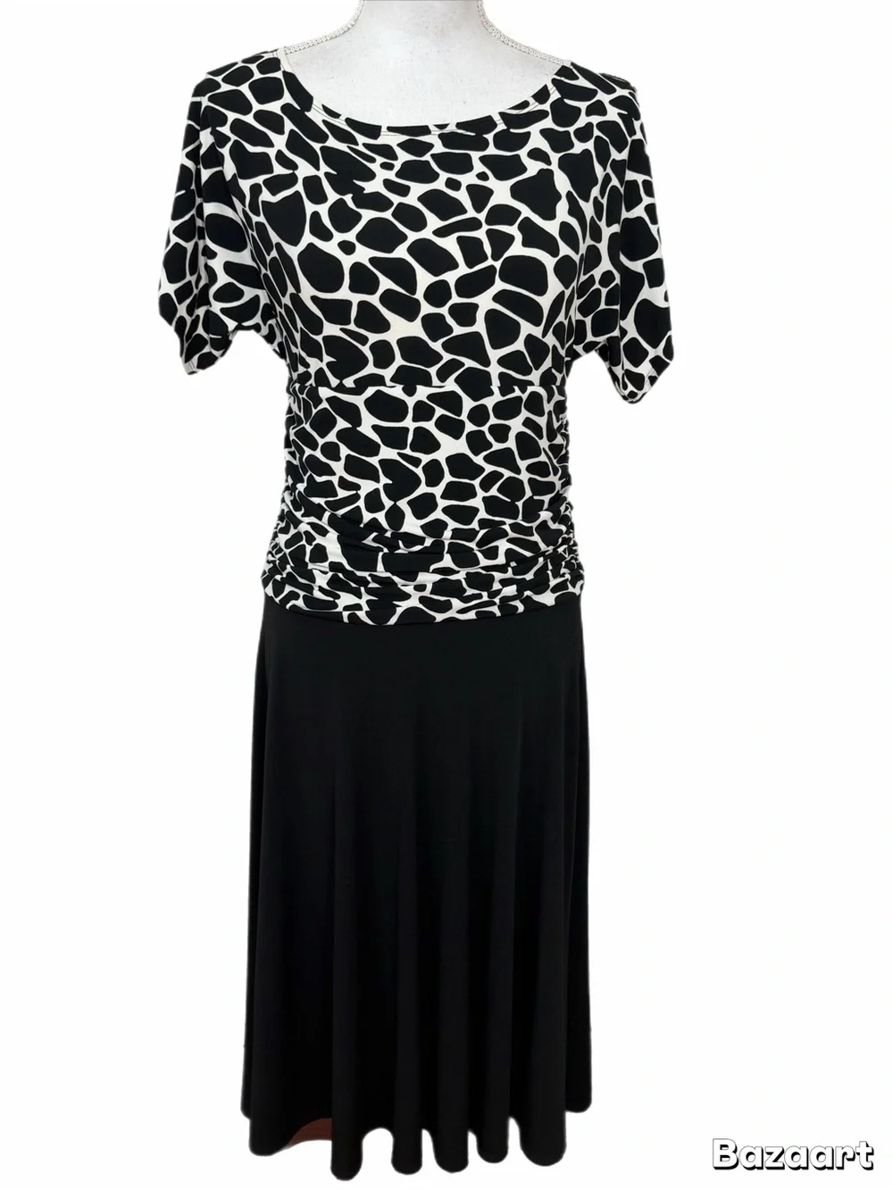 En Focus Studio size 8 Black White Abstract Print Knee Length Dress - Picture 2 of 6
